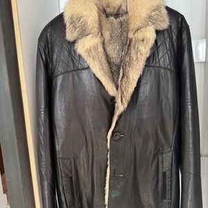 leather and fur coat  large